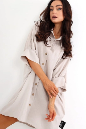 Lniana tunika Factory X Miss City Official beżowa