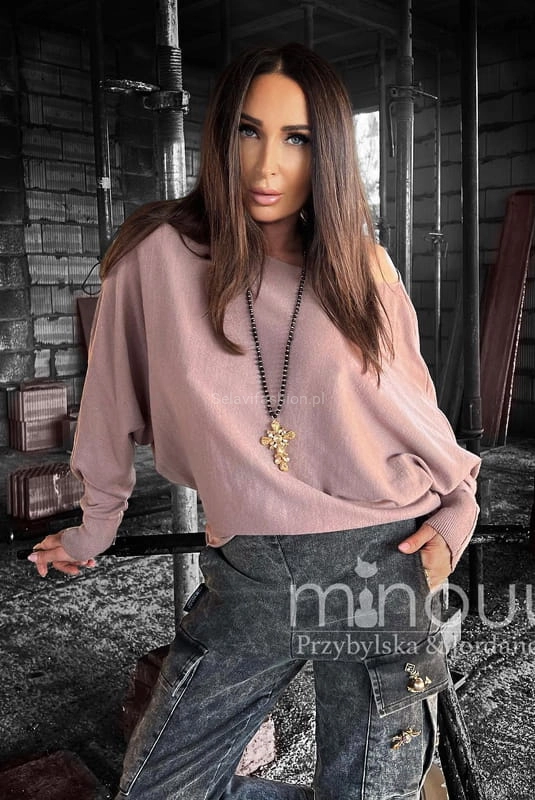 Bluzka sweter kimono Azzurra oversize cappucino Minouu 