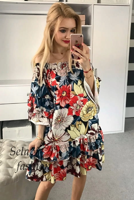 Sukienka hiszpanka w kolorowe kwiaty