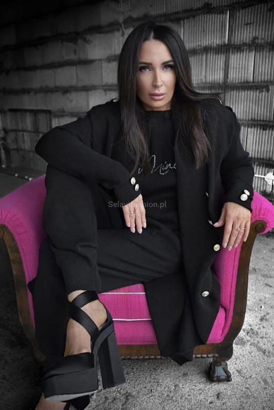 Dzianinowe spodnie Minouu czarny w Selavifashion.pl