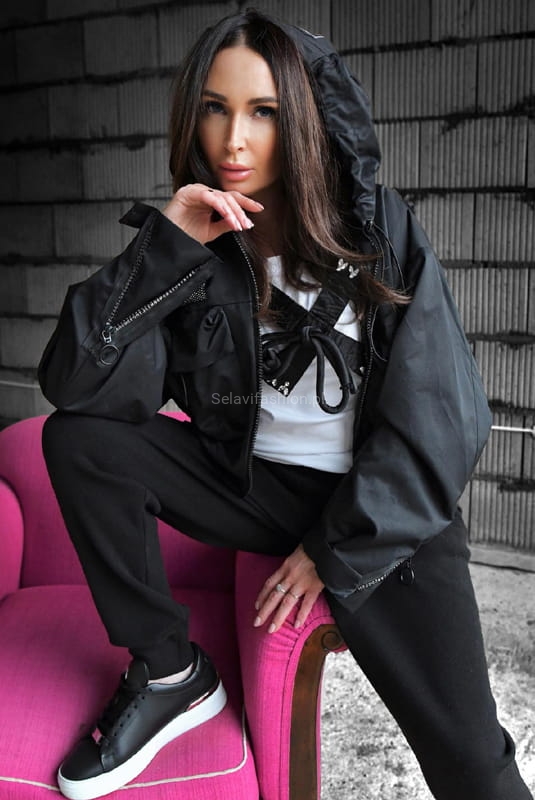 Dzianinowe spodnie Minouu czarny w Selavifashion.pl