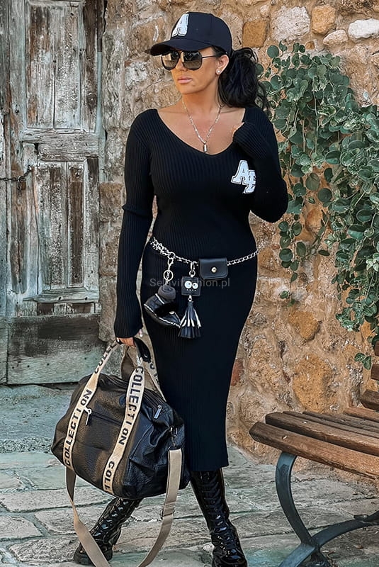 Prążkowa Maxi sukienka Zocco czarna w Selavifashion.pl