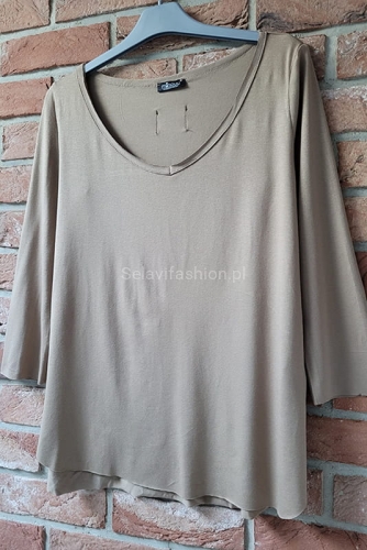 Bluzka basic Flora Minouu beżowa w Selavifashion.pl