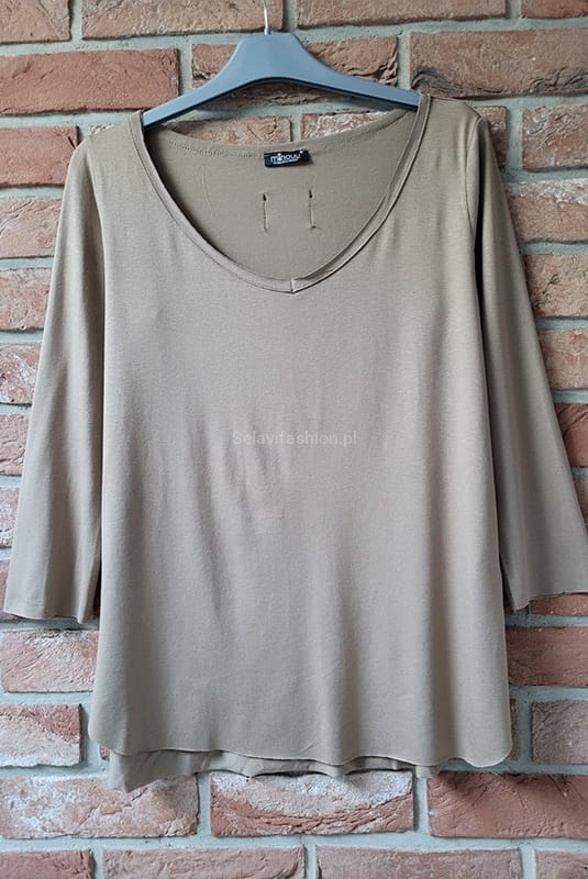 Bluzka basic Flora Minouu beżowa w Selavifashion.pl