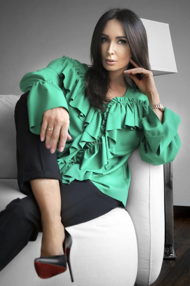 Bluzka z falbanami Minouu zielona