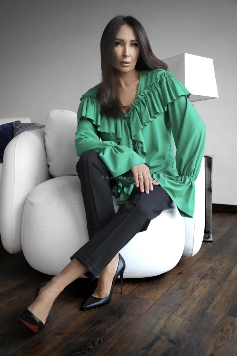Bluzka z falbanami Minouu zielona