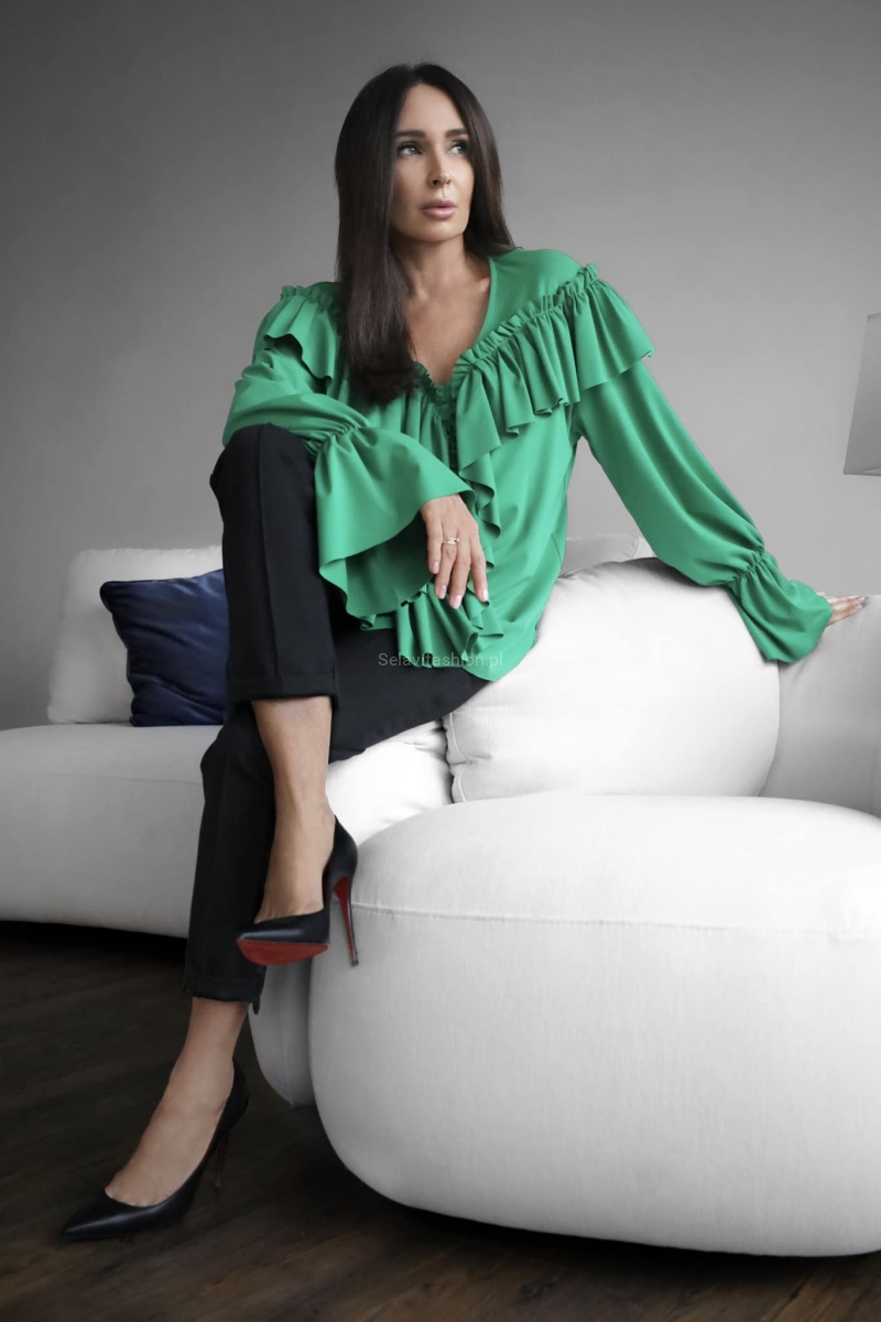 Bluzka z falbanami Minouu zielona