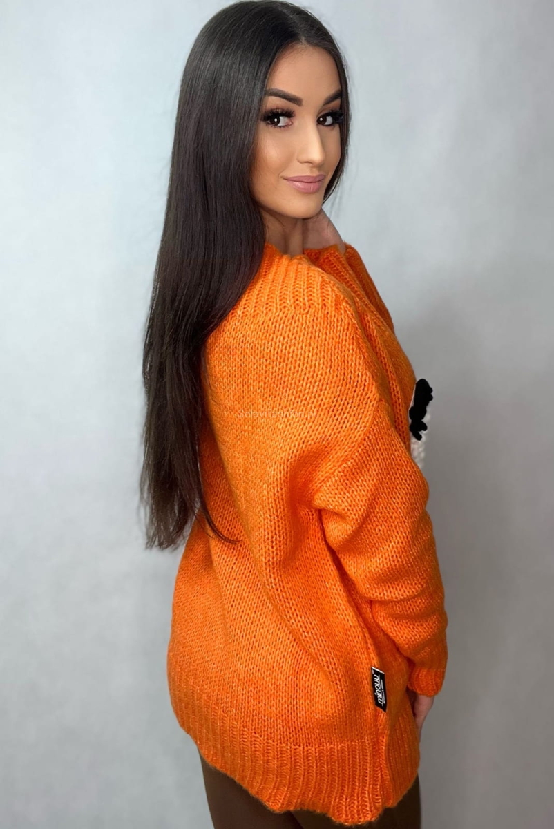 Sweter Miś Panda Minouu pomarańczowy w Selavifashion.pl