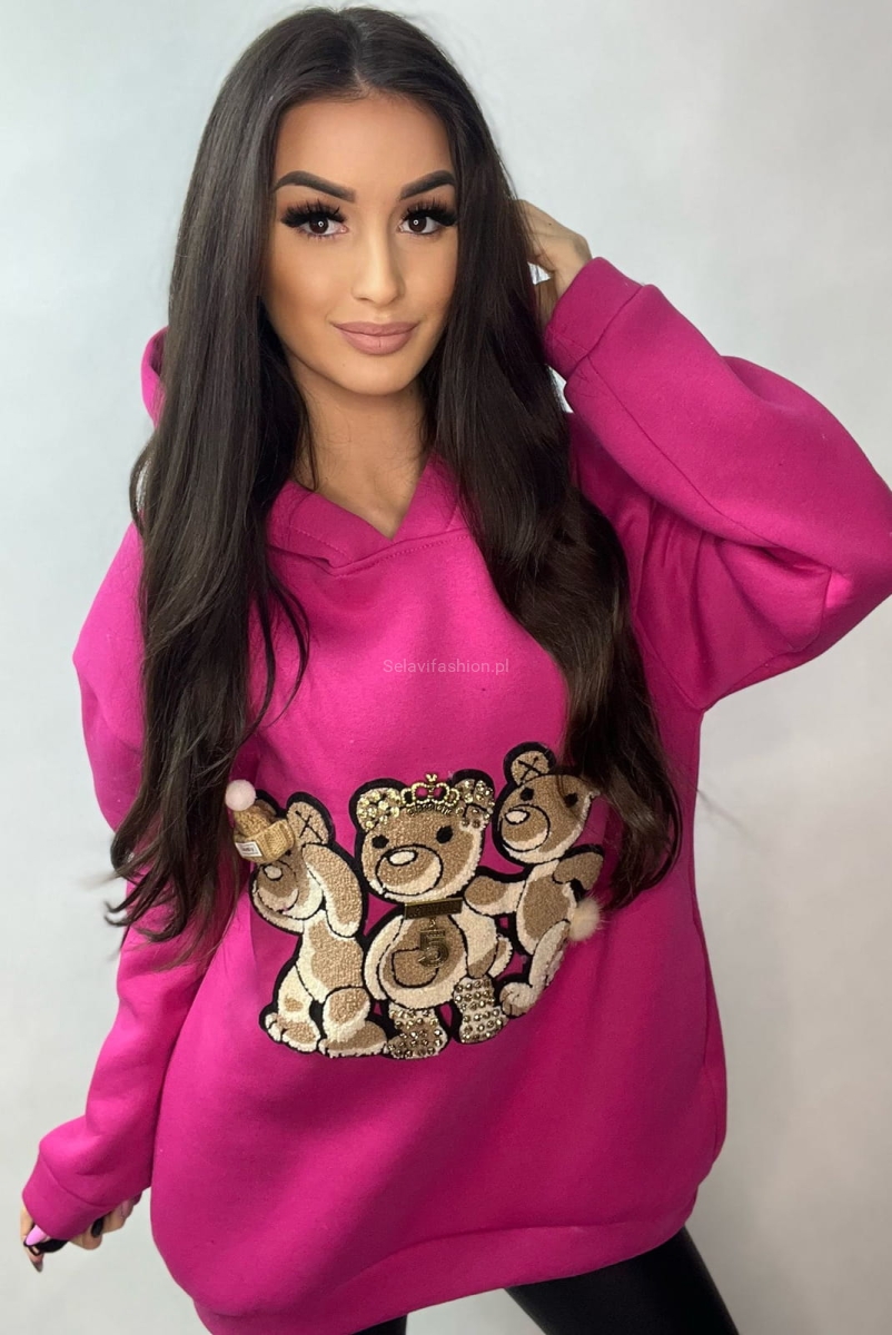Bluza z kapturem Trzy Misie Minouu fuksja w Selavifashion.pl