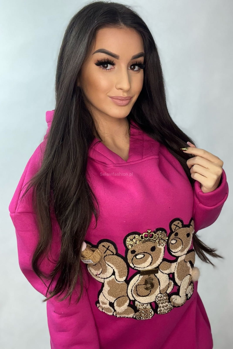 Bluza z kapturem Trzy Misie Minouu fuksja w Selavifashion.pl