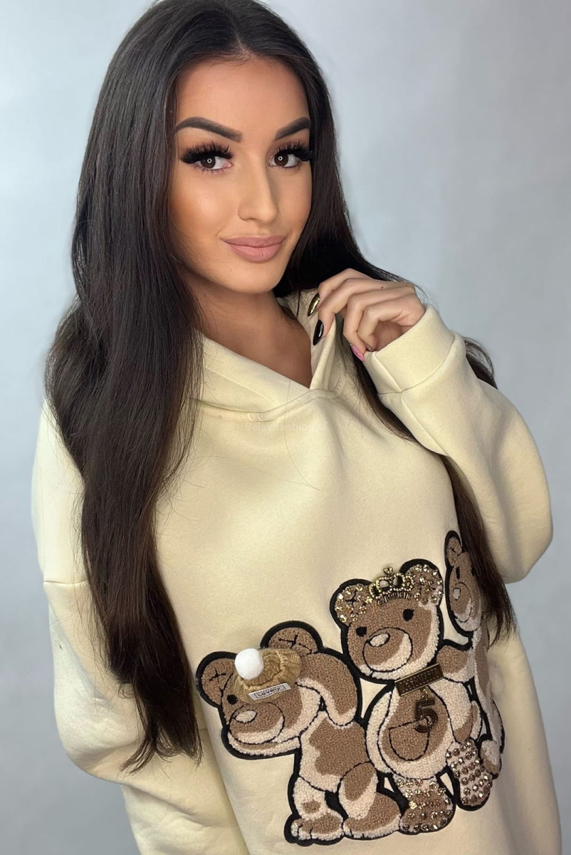 Bluza z kapturem Trzy Misie Minouu żółta w Selavifashion.pl