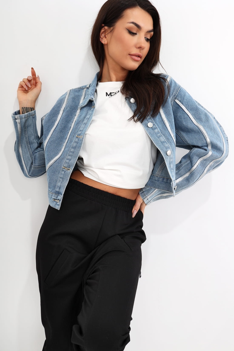 Kurtka jeansowa Cory od Miss City Official niebieska w Selavifashion.pl