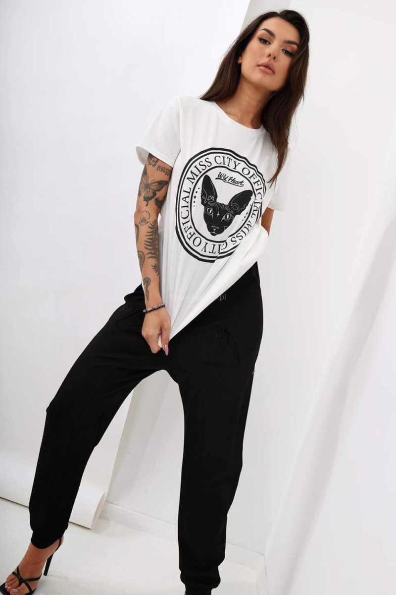 Bluzka z krótkim rękawem Wild Heart Miss City Official biała w Selavifashion.pl