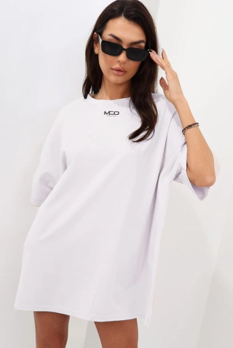 Długa bluzka koszulka t-shirt MCO Miss City Official biała w Selavifashion.pl