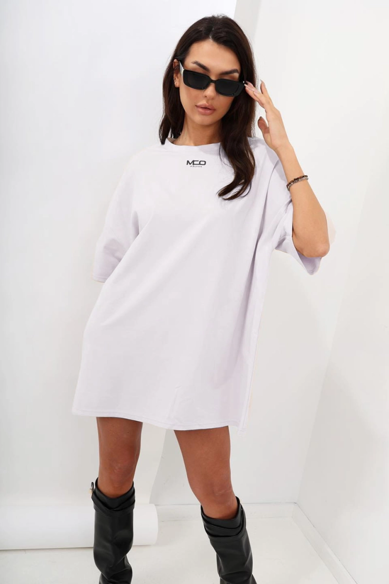 Długa bluzka koszulka t-shirt MCO Miss City Official biała w Selavifashion.pl