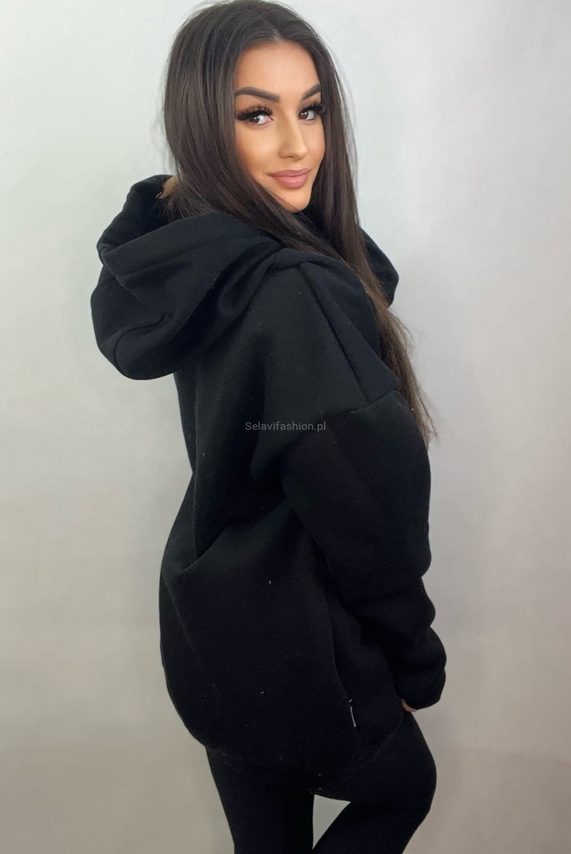 Bluza z kapturem Królik Minouu czarna w Selavifashion.pl