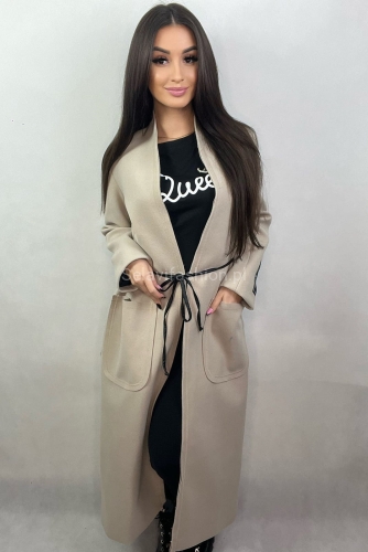 Długi płaszcz Minouu beżowy w Selavifashion.pl