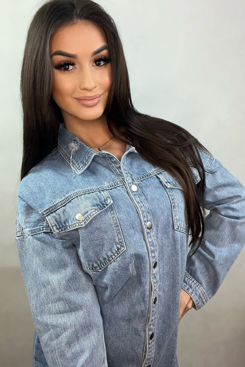 Koszula jeansowa aplikacja Miś Minouu w Selavifashion.pl