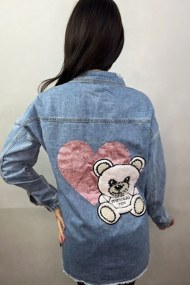 Koszula jeansowa aplikacja Miś Minouu w Selavifashion.pl
