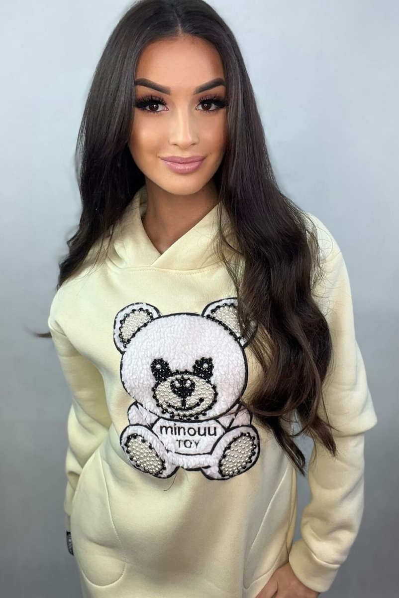 Sukienka Miś w stylu bluzy z kapturem Minouu żółta w Selavifashion.pl