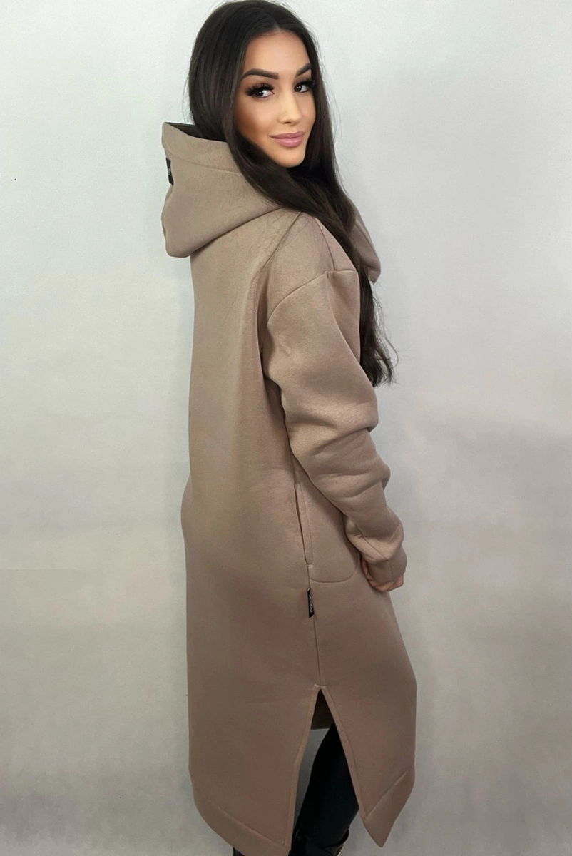 Sukienka Miś w stylu bluzy z kapturem Minouu cappuccino w Selavifashion.pl