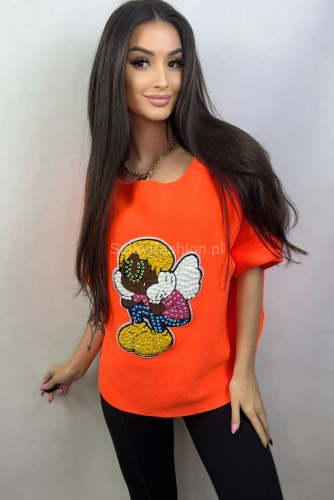 Sweter z krótkim rękawem Bajkowy Aniołek Minouu pomarańczowy w Selavifashion.pl
