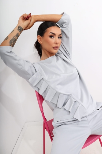 Bluza Main Next Level Miss City Official szara w Selavifashion.pl