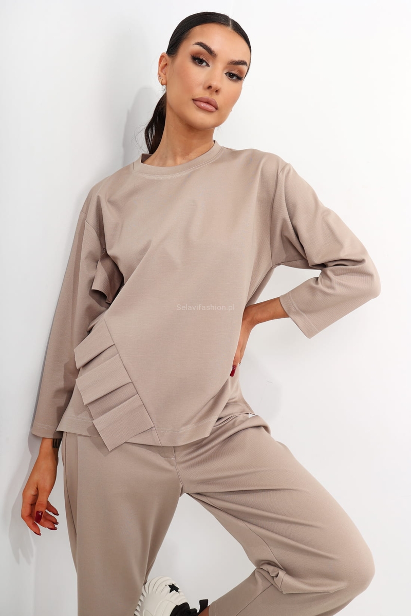 Bluza Main Next Level Miss City Official beżowa w Selavifashion.pl