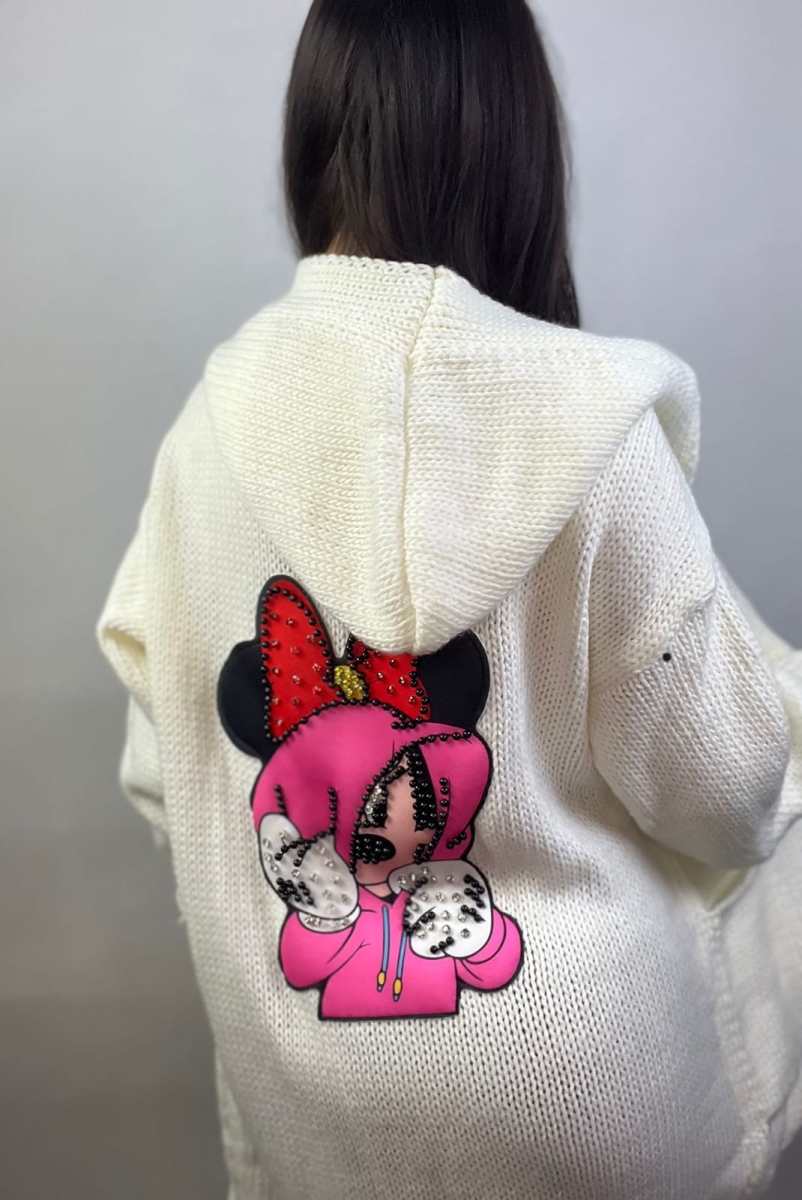 Kardigan sweter Myszka Minnie Minouu ecru w Selavifashion.pl