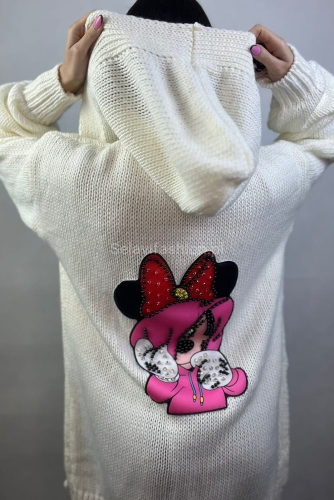 Kardigan sweter Myszka Minnie Minouu ecru w Selavifashion.pl