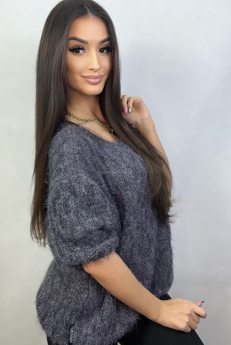 Sweter moherowy Minouu grafitowy w Selavifashion.pl