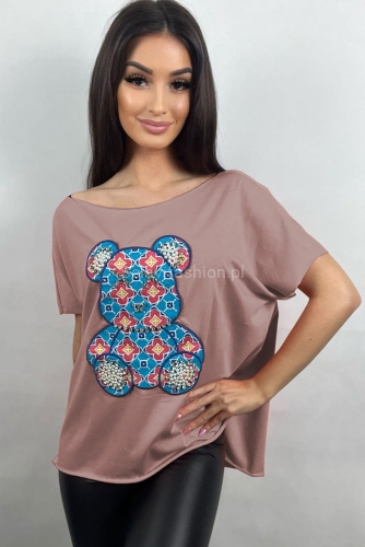T-shirt bluzka Agnes Miś Mandala Minouu cappuccino w Selavifashion.pl