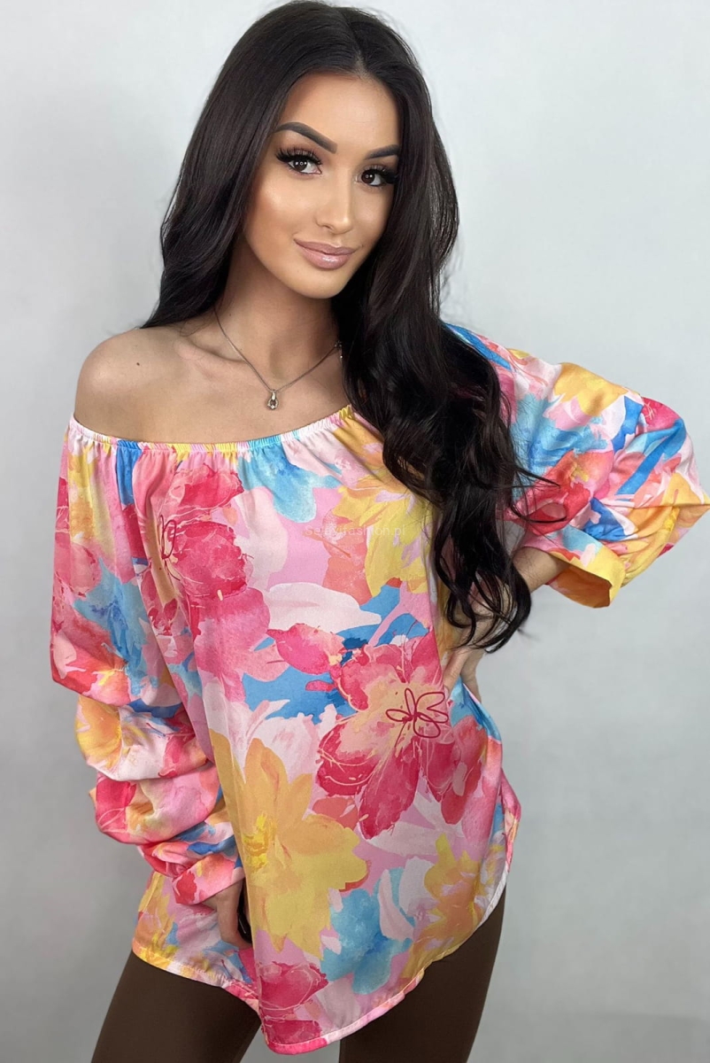 Bluzka hiszpanka Minouu kolorowa w Selavifashion.pl