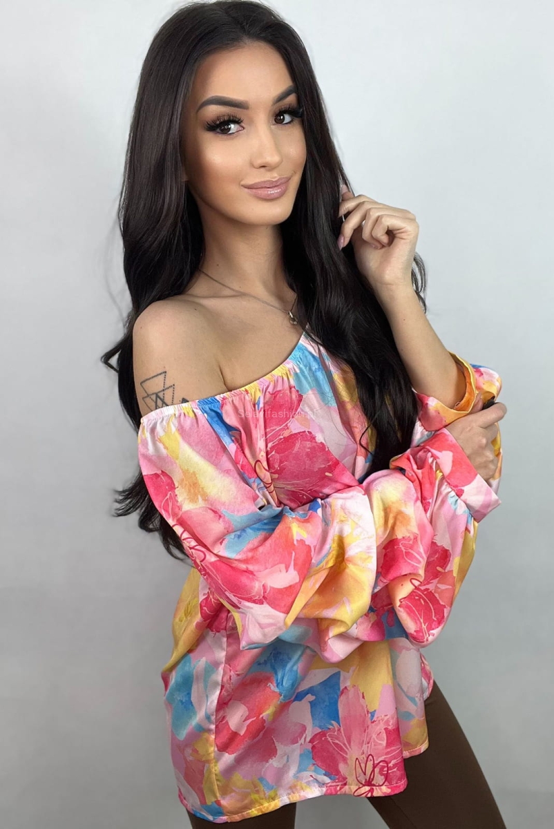 Bluzka hiszpanka Minouu kolorowa w Selavifashion.pl