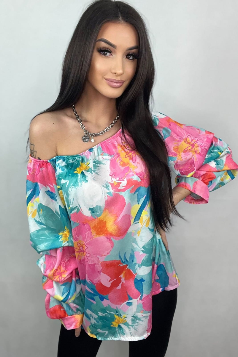 Bluzka hiszpanka Minouu kolorowa w Selavifashion.pl