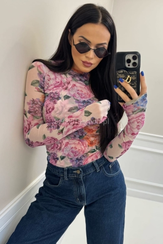 Bluzka siateczka różowe Peonie LaMilla w Selavifashion.pl