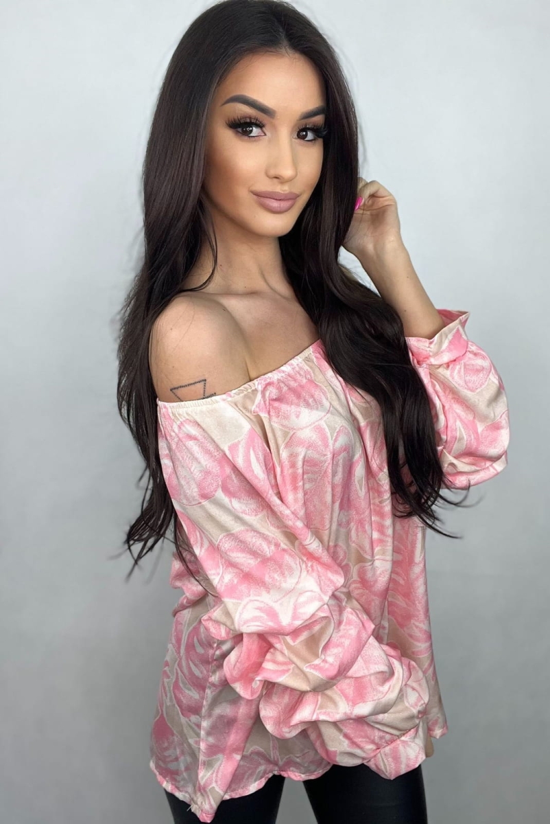 Bluzka hiszpanka Minouu różowa w Selavifashion.pl