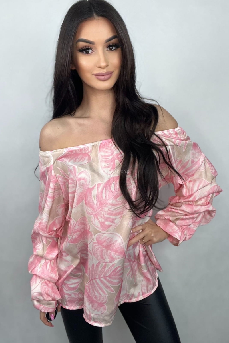 Bluzka hiszpanka Minouu różowa w Selavifashion.pl