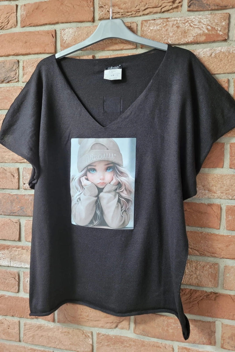 Bluzka swetrowa z krótkim rękawem Laleczka Minouu w Selavifashion.pl