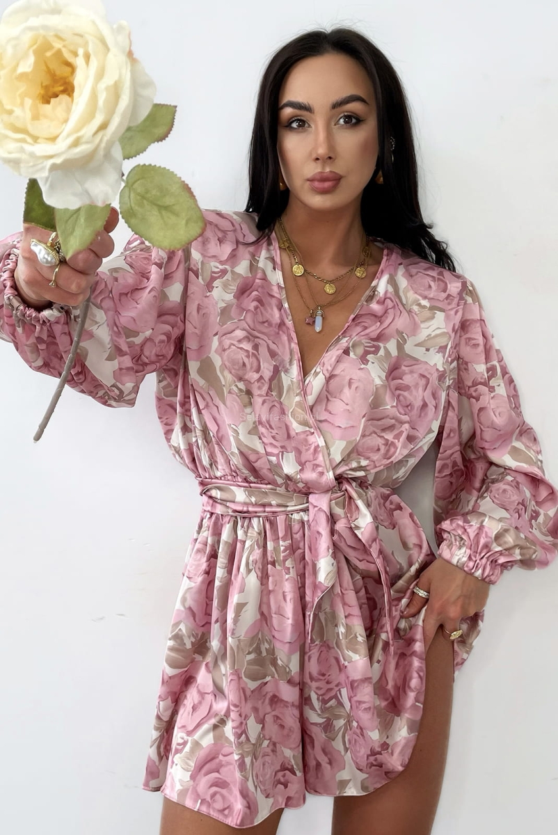 Kombinezon Kwiaty LaMilla różowy w Selavifashion.pl