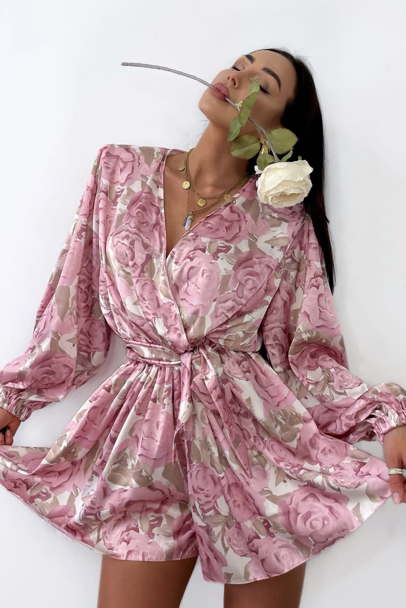 Kombinezon Kwiaty LaMilla różowy w Selavifashion.pl