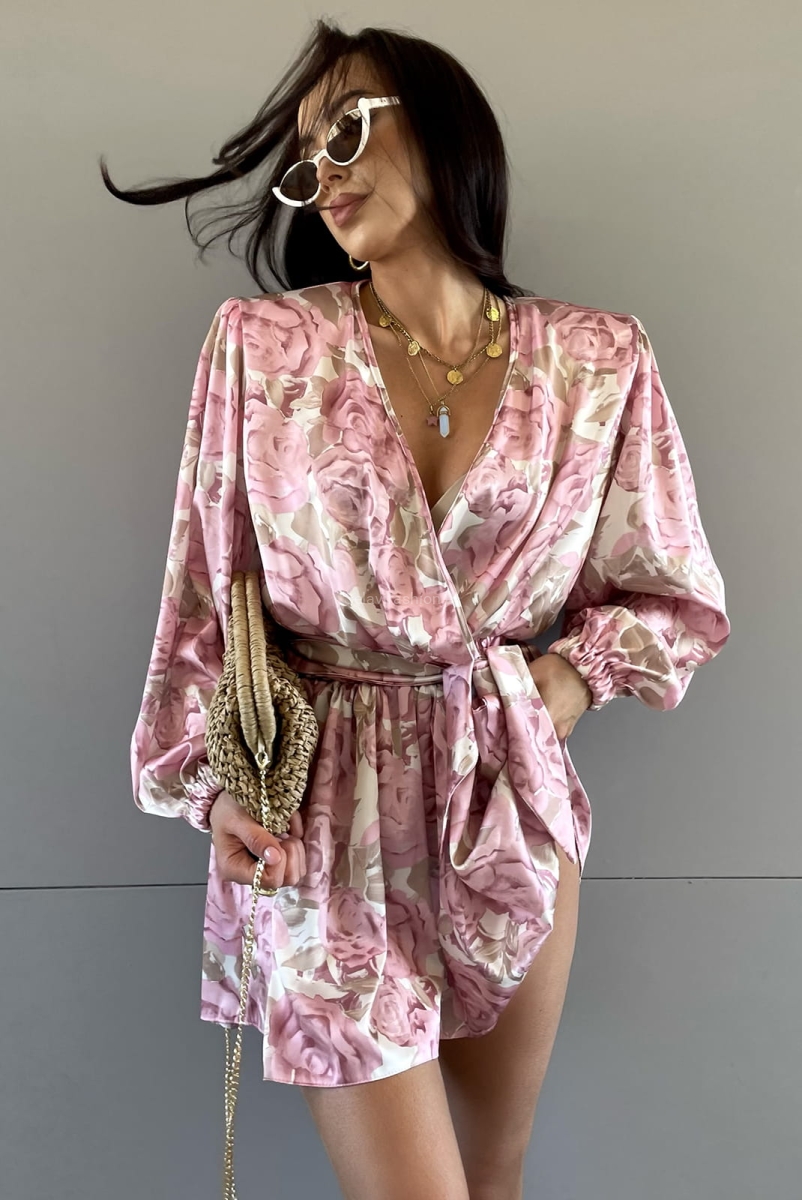 Kombinezon Kwiaty LaMilla różowy w Selavifashion.pl