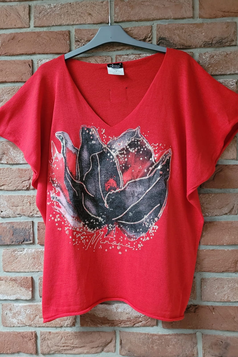 Bluzka swetrowa Tulipan z krótkim rękawem Minouu w Selavifashion.pl