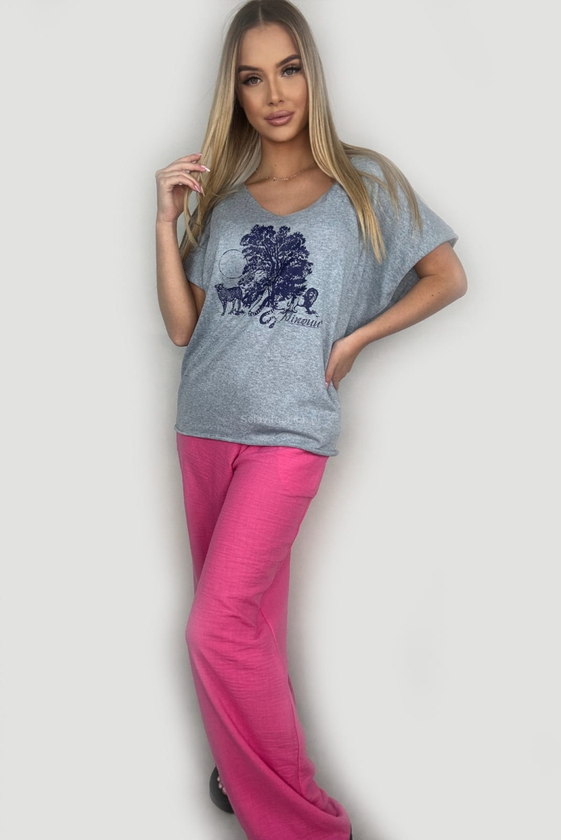 Bluzka swetrowa Natura Minouu szara w Selavifashion.pl