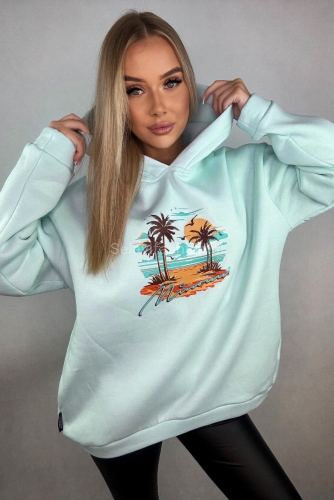 Bluza z kapturem Miami Minouu miętowa w Selavifashion.pl