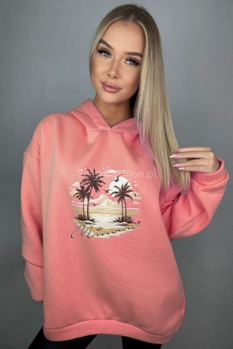 Bluza z kapturem Miami Minouu brzoskwiniowy w Selavifashion.pl