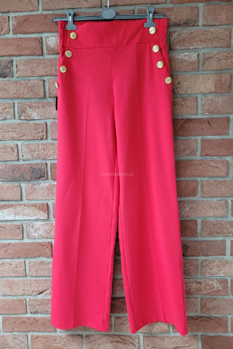Spodnie Evelyne z prostą nogawką Minouu czerwone w Selavifashion.pl