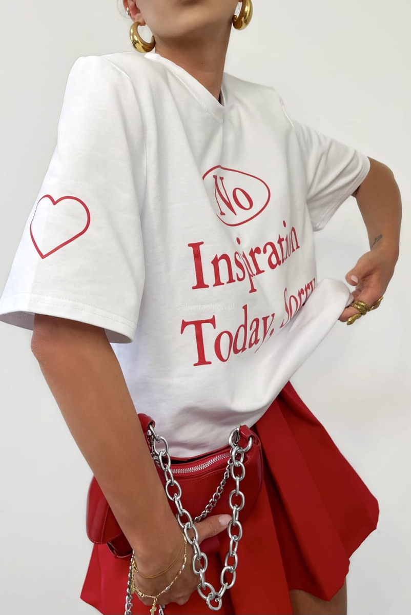 T-shirt bluzka koszulka NO INSPIRATION LaMilla biała w Selavifashion.pl