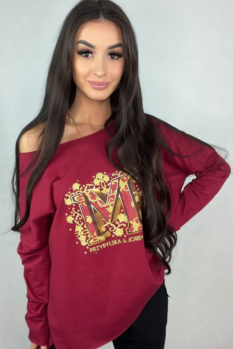 Bluzka bawełniana M Minouu bordowa w Selavifashion.pl