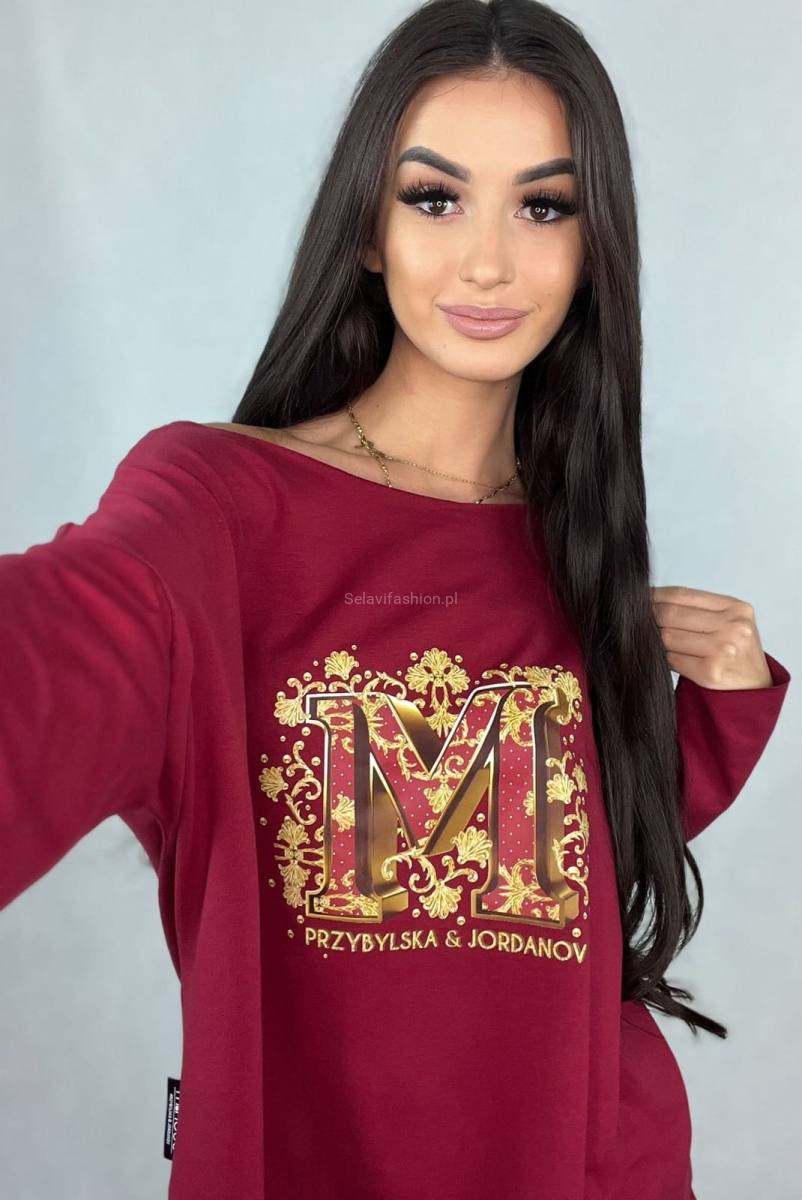 Bluzka bawełniana M Minouu bordowa w Selavifashion.pl